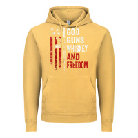 Vintage Mustard God Guns Whiskey Freedom - Pro Gun American Flag Guns Arts Characters Vintage Hoodie - maiPhamDesign
