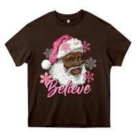 Chocolate Brown pink christmas african american santa believe Heavy Core Tee - RanaPortraitStore
