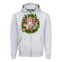 Heather Grey Christmas merino Zipper Hoodie - BarkalooDesign