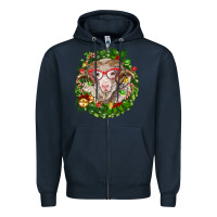 Navy Christmas merino Zipper Hoodie - BarkalooDesign