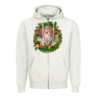 Oatmeal Heather Christmas merino Zipper Hoodie - BarkalooDesign