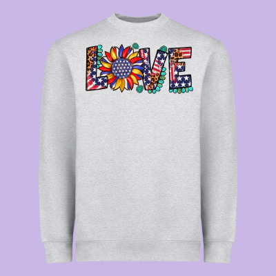 Love Sunflower Usa Flag Leopard Heavyweight Sweatshirt Designed By Artiststas