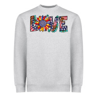 Heather Grey love sunflower usa flag leopard Heavyweight Sweatshirt - Artiststas