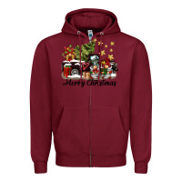 Burgundy merry christmas gnomes truck Zipper Hoodie - BarkalooDesign