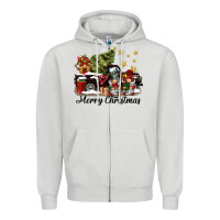 Dove Grey merry christmas gnomes truck Zipper Hoodie - BarkalooDesign