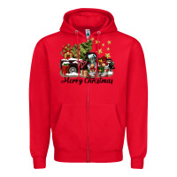 Red merry christmas gnomes truck Zipper Hoodie - BarkalooDesign