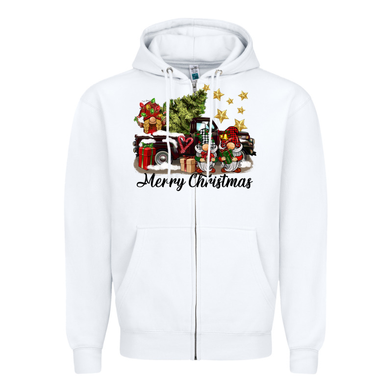Merry Christmas Gnomes Truck Zipper Hoodie by BarkalooDesign | Teevron