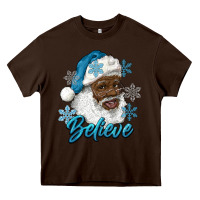 Winter Christmas African American Santa Believe Heavy Core Tee | Teevron