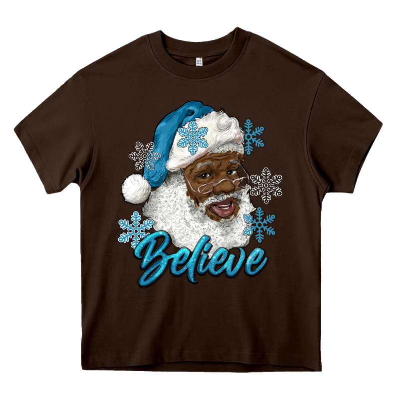 Winter Christmas African American Santa Believe Heavy Core Tee by RanaPortraitStore | Teevron