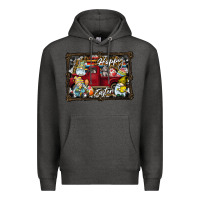Charcoal Heather Happy Easter Premium Hoodie - CowhideDigitalArt