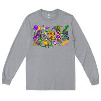 Heather Grey Nurse Mardi Gras Long Sleeve Tee - FaDigitalArtStudio