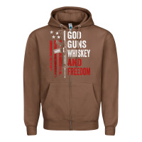 Chestnut God Guns Whiskey Freedom - Pro Gun American Flag Guns Arts Characters Zipper Hoodie - maiPhamDesign