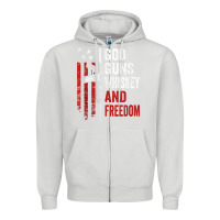 Dove Grey God Guns Whiskey Freedom - Pro Gun American Flag Guns Arts Characters Zipper Hoodie - maiPhamDesign