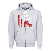 Heather Grey God Guns Whiskey Freedom - Pro Gun American Flag Guns Arts Characters Zipper Hoodie - maiPhamDesign
