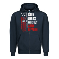 Navy God Guns Whiskey Freedom - Pro Gun American Flag Guns Arts Characters Zipper Hoodie - maiPhamDesign