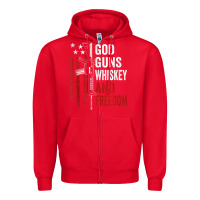 Red God Guns Whiskey Freedom - Pro Gun American Flag Guns Arts Characters Zipper Hoodie - maiPhamDesign