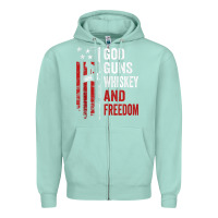 Seafoam God Guns Whiskey Freedom - Pro Gun American Flag Guns Arts Characters Zipper Hoodie - maiPhamDesign
