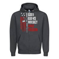 Smoke God Guns Whiskey Freedom - Pro Gun American Flag Guns Arts Characters Zipper Hoodie - maiPhamDesign