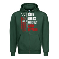 Sports Green God Guns Whiskey Freedom - Pro Gun American Flag Guns Arts Characters Zipper Hoodie - maiPhamDesign