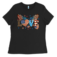 Black Love America wings 4th of july Ladies Tee - HowdyJamesFarm