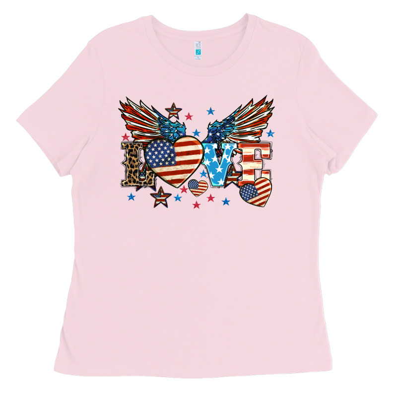 Love America Wings 4th Of July Ladies Tee by HowdyJamesFarm | Teevron