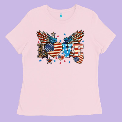 Love America Wings 4th Of July Ladies Tee Designed By Howdyjamesfarm