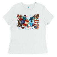 White Love America wings 4th of july Ladies Tee - HowdyJamesFarm