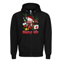 Black christmas nurse life gnome Zipper Hoodie - BarkalooDesign