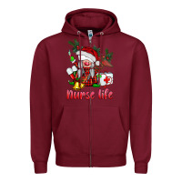 Burgundy christmas nurse life gnome Zipper Hoodie - BarkalooDesign