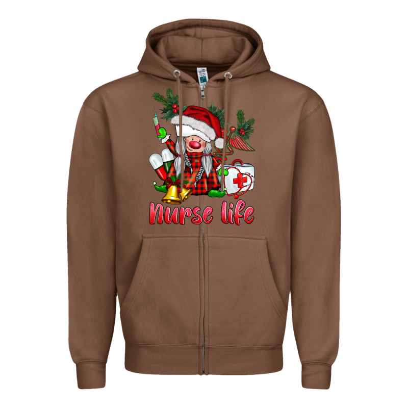 Christmas Nurse Life Gnome Zipper Hoodie by BarkalooDesign | Teevron