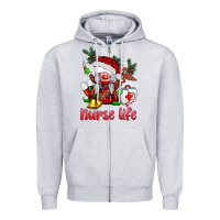 Heather Grey christmas nurse life gnome Zipper Hoodie - BarkalooDesign