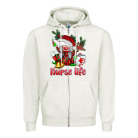 Oatmeal Heather christmas nurse life gnome Zipper Hoodie - BarkalooDesign