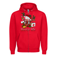 Red christmas nurse life gnome Zipper Hoodie - BarkalooDesign
