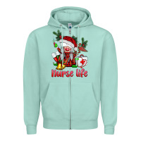 Seafoam christmas nurse life gnome Zipper Hoodie - BarkalooDesign