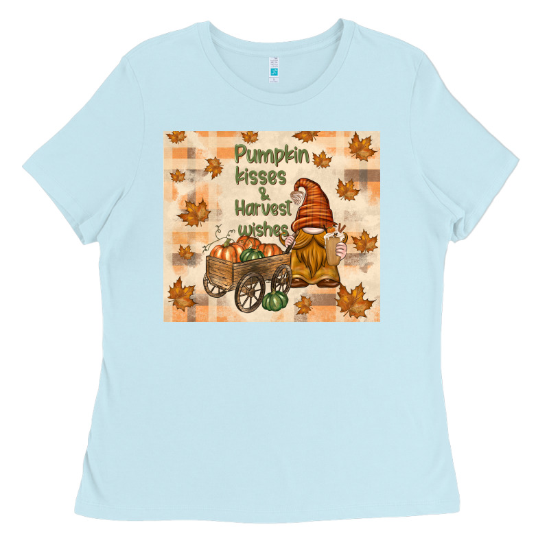 Pumpkin Kisses And Harvest Wishes Ladies Tee by TumblerDesignByShophia | Teevron