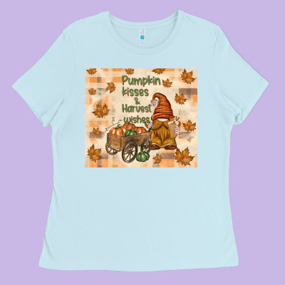 Pumpkin Kisses And Harvest Wishes Ladies Tee Designed By Tumblerdesignbyshophia