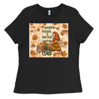 Black pumpkin kisses and harvest wishes Ladies Tee - TumblerDesignByShophia