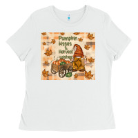 White pumpkin kisses and harvest wishes Ladies Tee - TumblerDesignByShophia