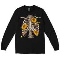 Black Mardi Gras chest sunflowers skeleton Long Sleeve Tee - FaDigitalArtStudio