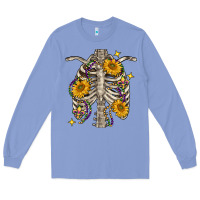 Colony Blue Mardi Gras chest sunflowers skeleton Long Sleeve Tee - FaDigitalArtStudio