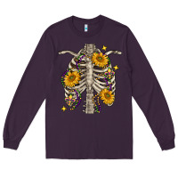 Plum Mardi Gras chest sunflowers skeleton Long Sleeve Tee - FaDigitalArtStudio