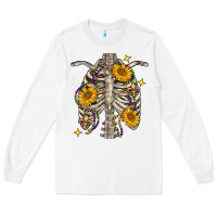 White Mardi Gras chest sunflowers skeleton Long Sleeve Tee - FaDigitalArtStudio
