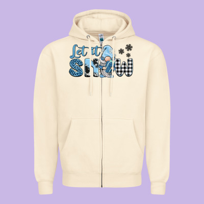Let It Snow Gnome Zipper Hoodie Designed By Barkaloodesign