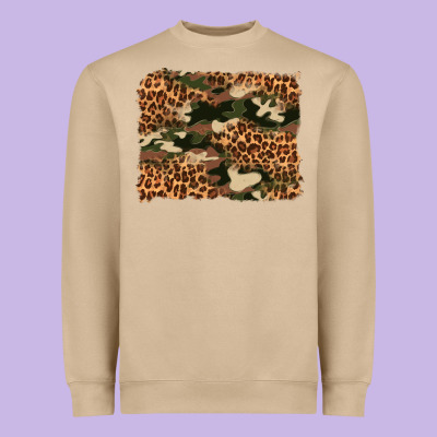 Camouflage And Leopard Background Heavyweight Sweatshirt Designed By Artiststas