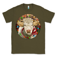 Army Green Charolais Heifer Christmas Classic Tee - RanaPortraitStore