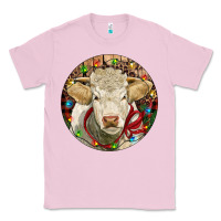Bubblegum Pink Charolais Heifer Christmas Classic Tee - RanaPortraitStore