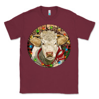 Burgundy Charolais Heifer Christmas Classic Tee - RanaPortraitStore