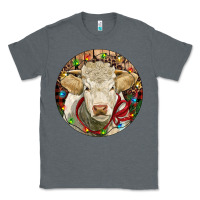 Charcoal Heather Charolais Heifer Christmas Classic Tee - RanaPortraitStore