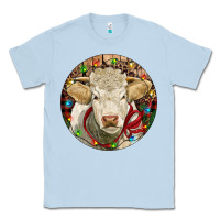 Dusty Blue Charolais Heifer Christmas Classic Tee - RanaPortraitStore