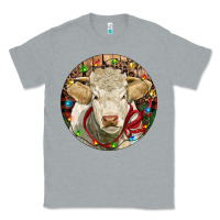 Heather Grey Charolais Heifer Christmas Classic Tee - RanaPortraitStore